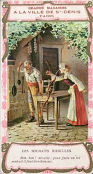 Die Frau mit der Wurstnase, Illustration des Perrault-Märchens Die drei Wünsche (Les Trois Souhaits), Ende des 19. Jahrhunderts