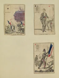 Drei Spielkarten zur Erinnerung an die Helden des Juli 1830, 1831