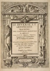 Titelseite, aus Le Diverse Et Artificiose Machine Del Capitano Agostino Ramelli, veröffentlicht 1588