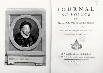 Titelblatt und Frontispiz mit Porträt des Autors von A. de Saint Aubin, aus 
