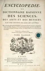Titelseite des ersten Bandes der Enzyklopädie von Denis Diderot und Jean le Rond d