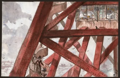 Touristen auf dem Eiffelturm (Illustration)
