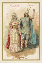 Handelskarte, die Brunehilde und Sigurd darstellt