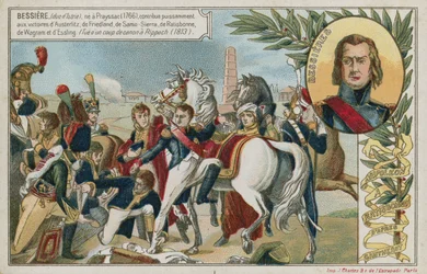 Handelskarte mit einem Bild, das Napoleon Bonaparte in Ratisbonne darstellt