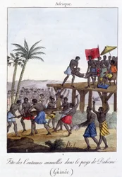 Traditionelles Fest in Guinea (Gravur)