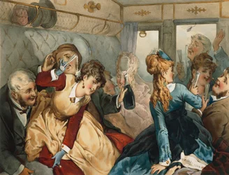 Zug des Vergnügens, Illustration für Madame Telliers Haus, von Guy de Maupassant
