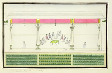 Vertrag des Nawab mit den Briten in Benares 1765, bei dem Gentil anwesend war, aus dem Gentil-Album, veröffentlicht 1774