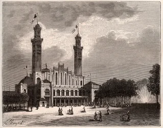 Trocadero in Paris - Gravur in „La France illustree: geographie, histoire, administration statistique“ von V.A. Malt-Brown. 1884