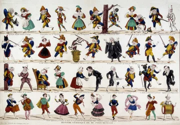 Wahrheitsgetreue Geschichte von Monsieur Polichinelle. Bild von Epinal, sd. 19. Jahrhundert