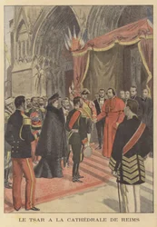 Zar Nikolaus II. von Russland in der Kathedrale von Reims während seines Besuchs in Frankreich