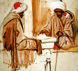 Zwei Araber spielen Backgammon