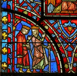 Zwei der Heiligen Drei Könige nähern sich Herodes