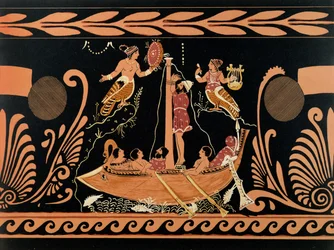 Odysseus und die Sirenen, Illustration von einer antiken griechischen Vase
