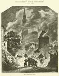 Ein Konvoi an einem Bombardierungstag (Gravur)