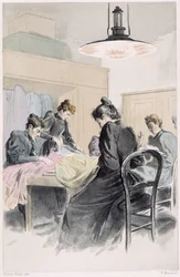 Eine Nähwerkstatt (in „Unsere Zeitgenossen“ von Octave Uzanne)