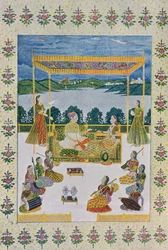 Unter dem Himmel mit Musik und Blumen, Illustration aus Tausendundeine Nacht, 1895 (Farbstich)