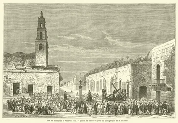 Eine Straße in Merida am Karfreitag (Gravur)