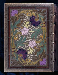 Oberer Buchumschlag, mit semi-naturalistischem Design von Lotus- und Geißblattblüten, 1886