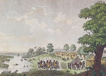 Ansicht von Joal, Handelshafen im Königreich Sine, Senegal, ca. 1810