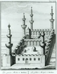 Ansicht der Großen Moschee in Medina vor der Entweihung der Gräber durch die Wahhabi-Sekte, aus Description de l