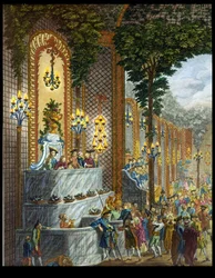 Ansicht des Innenraums in einem der Räume des Place de Louis le Grand, Ansicht des Eingangs zum Salon (Detail)