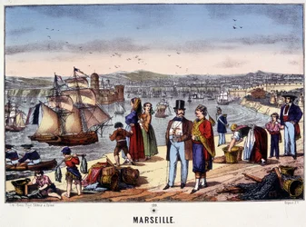 Ansicht des Hafens von Marseille, Bild von Epinal, n.d. 19. Jahrhundert