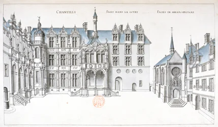 Ansicht des Hofes und der Kapelle in Chantilly