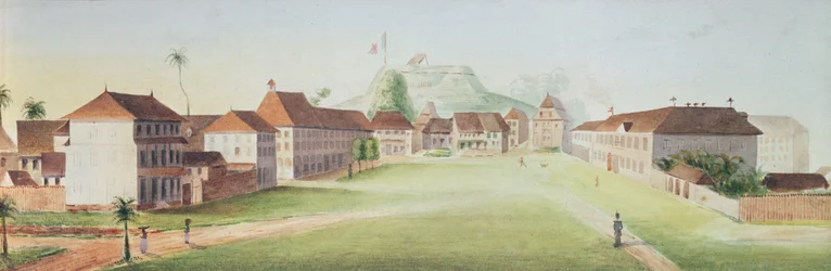 Ansicht der Infanteriekaserne in Cayenne, Französisch-Guayana, um 1840