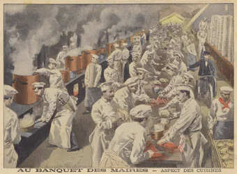 Ansicht der Küchen für das Bankett der Bürgermeister von Frankreich