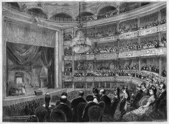 Ansicht des Theatersaals des Odeon, neu restauriert. Paris