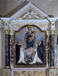 Jungfrau und Kind, Altarbild der Kirche von Pear on Life, Vendée.