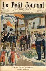 Besuch von Zar Nikolaus II. von Russland in Frankreich Erste Seite der Zeitung „Le Petit Journal“ vom 29. September 1901 (Gravur)