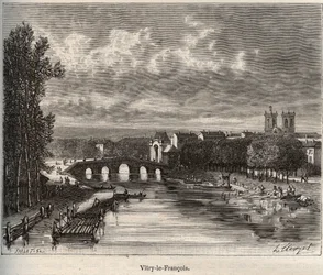 Vitry-le-Francois (Vitry le Francois) Departement der Marne - Gravur in „La France illustree: geography, history, statistical administration“ von V.A. Malt-Brown. 1884
