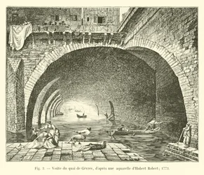 Gewölbe des Quai de Gesvres, nach einem Aquarell von Hubert Robert; 1773