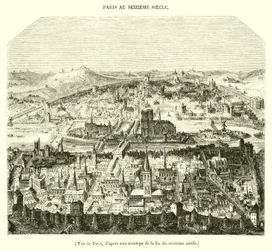 Ansicht von Paris, nach einem Druck aus dem späten sechzehnten Jahrhundert (Gravur)