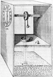 Wasseruhr, Illustration aus Les Raisons des Forces Mouvantes, von Salomon de Caus, veröffentlicht 1615