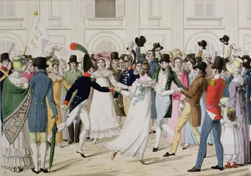 Wir haben unseren Père de Gand, Feier in den Tuilerien zur Rückkehr von Louis XVIII. im Jahr 1815 aus Gent nach 100 Tagen