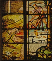 Fenster Charnier-13, das Töten des Schweins darstellend
