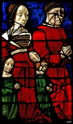 Fenster E1 mit den Stiftern Herzog Jean II de Bourbon und seiner Frau Catherine