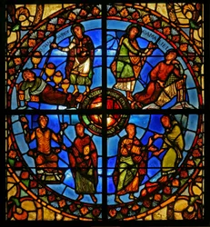 Fenster Treasury-D, die Geschichte der Reliquien des heiligen Stephanus darstellend