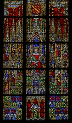 Fenster, das König Salomo auf dem Thron darstellt