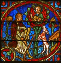 Fenster mit Darstellung von Moses und dem brennenden Dornbusch