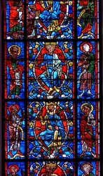 Fenster, das den Jessebaum darstellt