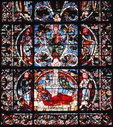 Fenster mit Darstellung des Jessebaums, Detail der unteren Hälfte