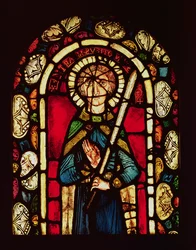 Fenster von St. Timotheus mit der Märtyrerpalme, entfernt aus der Abtei Neuwiller, Atelier von Lorin de Chartres, elsässische Schule