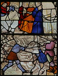 Fenster s2, Moses beim Schlachten der Amalekiter