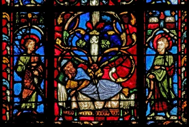 Fenster w0 mit Jesse und zwei Propheten am Jessebaum