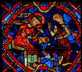 Fenster w107b Darstellung des Heiligen Eloi, der einen Becher macht