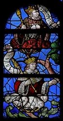 Fenster w10, König Abia und König Josaphat am Jessebaum darstellend