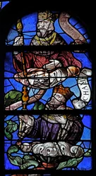 Fenster w10, König Manasse und König Acham am Jessebaum darstellend